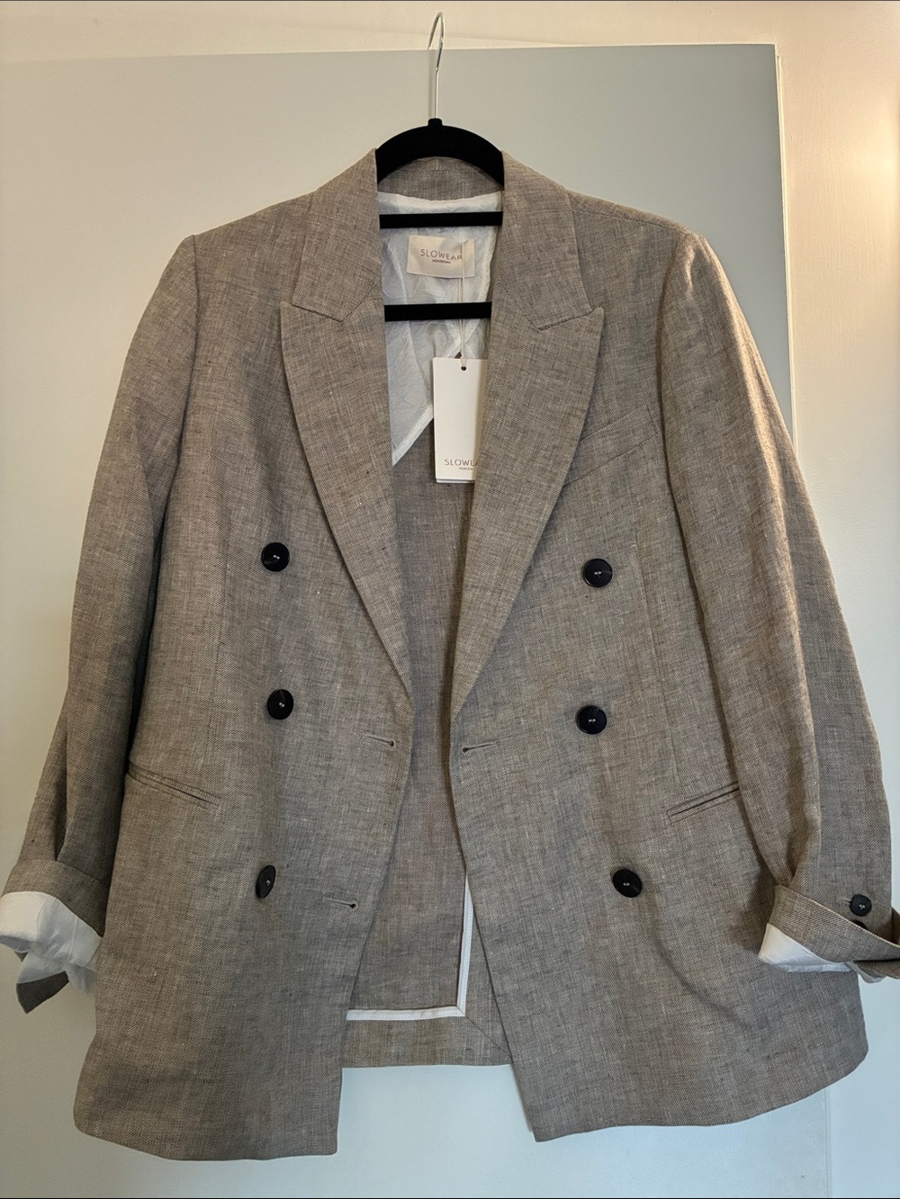 Women’s Double-Breasted Linen Blend Blazer
